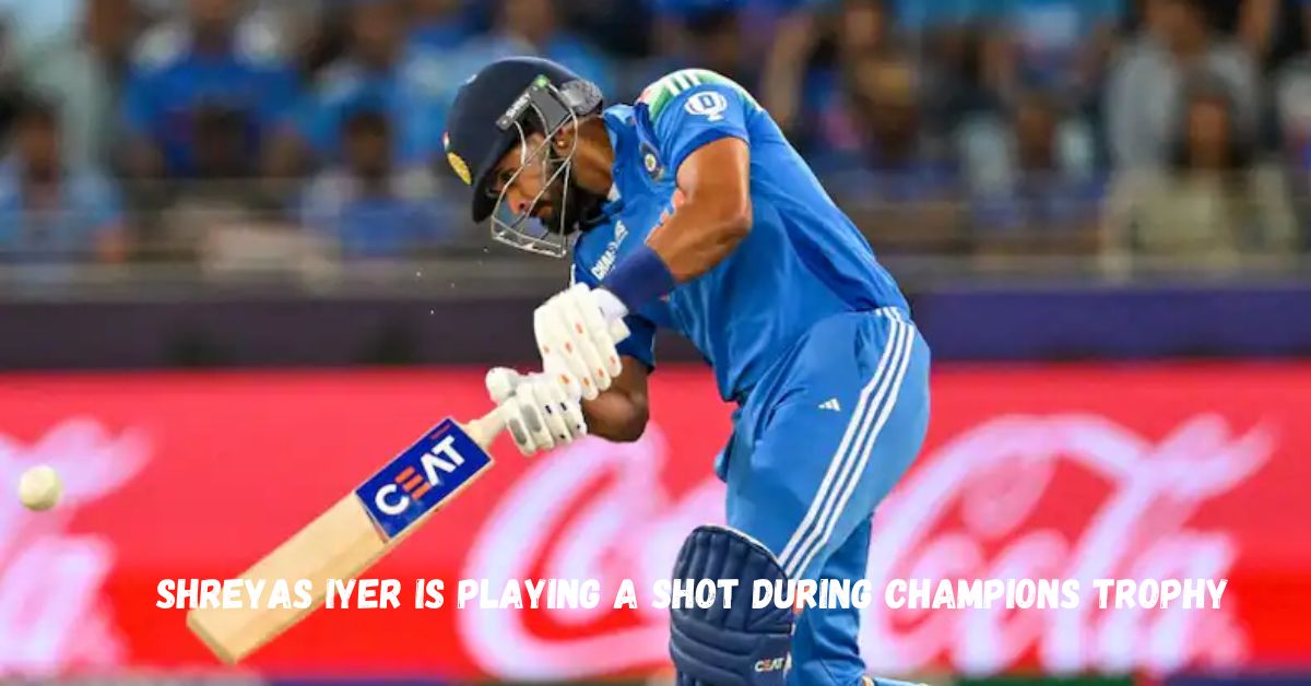 Shreyas Iyer is playing a shot during the ICC Champions Trophy 2025